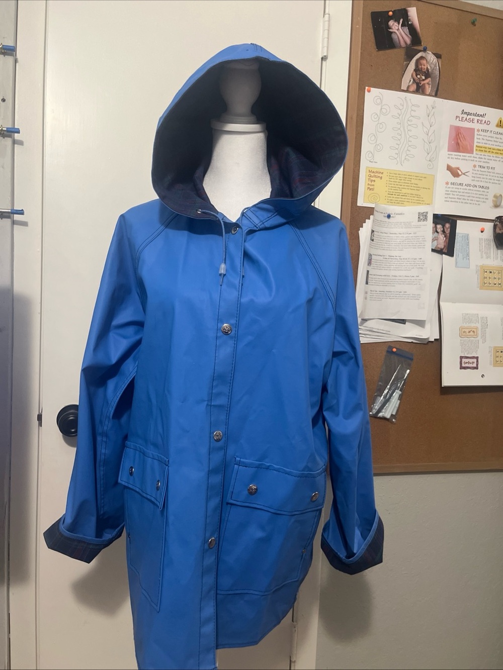 Women's Hooded Blue Trench Coat